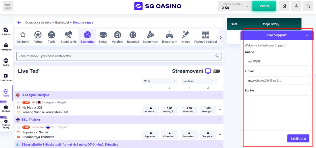 Zákaznická Podpora v SGkasino
